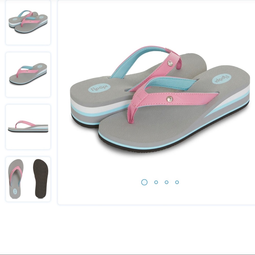 FLOOPI Women’s Lola Wedge Thong Flip Flop. Size: 8 In Grey - New Sale $25
